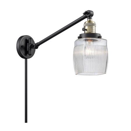 A large image of the Innovations Lighting 237 Colton Black / Antique Brass / Thick Clear Halophane