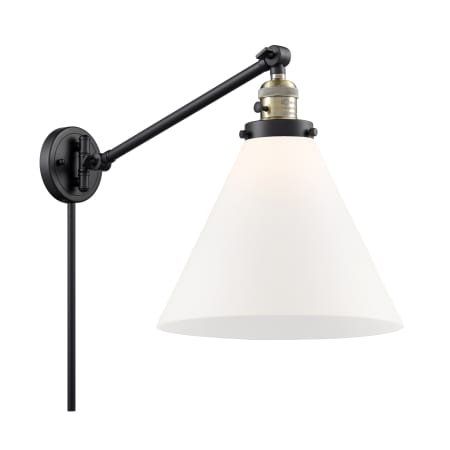A large image of the Innovations Lighting 237 X-Large Cone Black Antique Brass / Matte White Cased