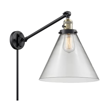 A large image of the Innovations Lighting 237 X-Large Cone Black Antique Brass / Clear