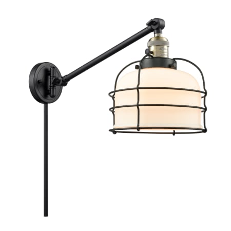 A large image of the Innovations Lighting 237 Large Bell Cage Black Antique Brass / Matte White Cased