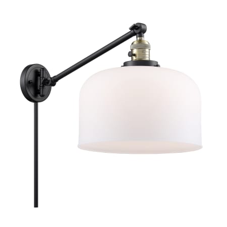 A large image of the Innovations Lighting 237 X-Large Bell Black Antique Brass / Matte White Cased