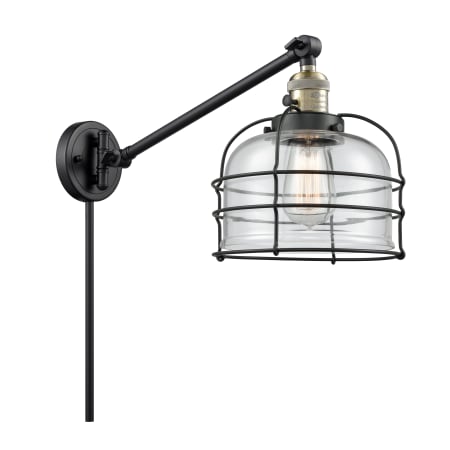 A large image of the Innovations Lighting 237 Large Bell Cage Black Antique Brass / Clear