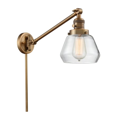 A large image of the Innovations Lighting 237 Fulton Brushed Brass / Clear