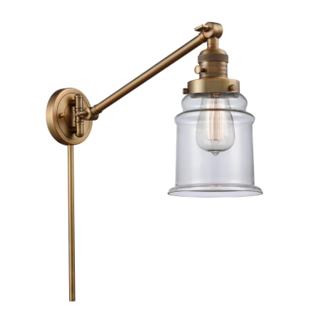 A large image of the Innovations Lighting 237 Canton Brushed Brass / Clear