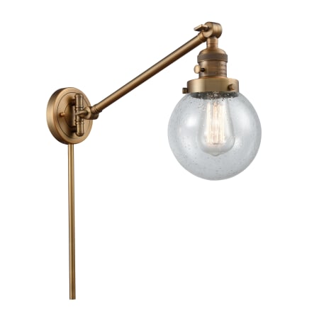 A large image of the Innovations Lighting 237-6 Beacon Brushed Brass / Seedy