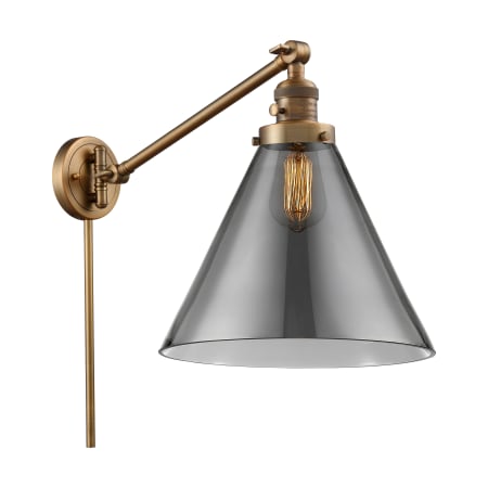 A large image of the Innovations Lighting 237 X-Large Cone Brushed Brass / Smoked
