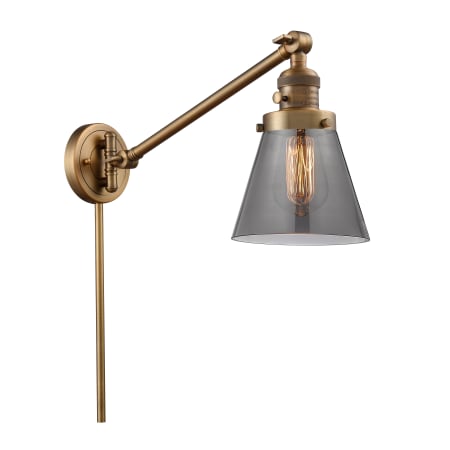 A large image of the Innovations Lighting 237 Small Cone Brushed Brass / Smoked