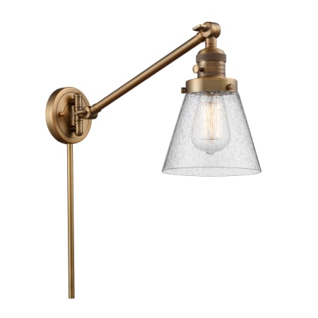 A large image of the Innovations Lighting 237 Small Cone Brushed Brass / Seedy