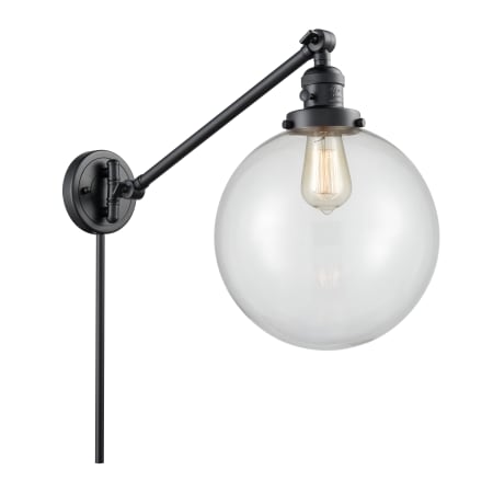 A large image of the Innovations Lighting 237 X-Large Beacon Matte Black / Clear