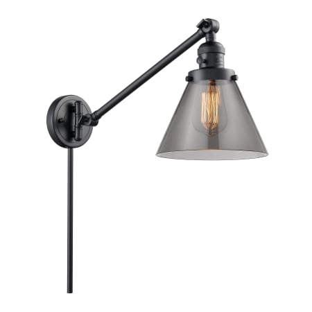 A large image of the Innovations Lighting 237 Large Cone Matte Black / Smoked