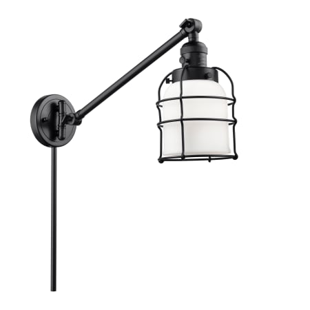 A large image of the Innovations Lighting 237 Small Bell Cage Matte Black / Matte White Cased