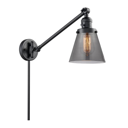 A large image of the Innovations Lighting 237 Small Cone Matte Black / Smoked