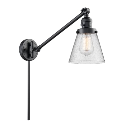 A large image of the Innovations Lighting 237 Small Cone Matte Black / Seedy