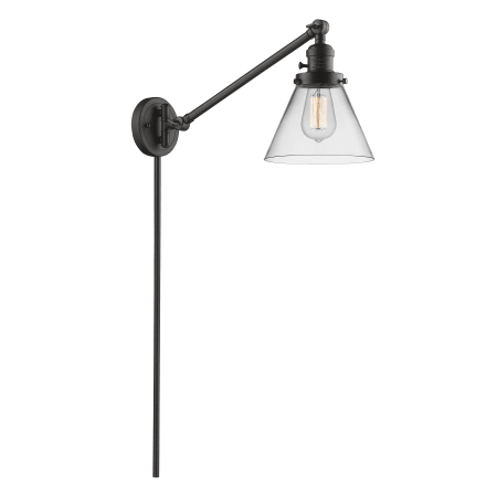 A large image of the Innovations Lighting 237 Large Cone Oiled Rubbed Bronze / Clear