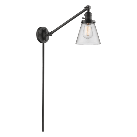A large image of the Innovations Lighting 237 Small Cone Oiled Rubbed Bronze / Clear