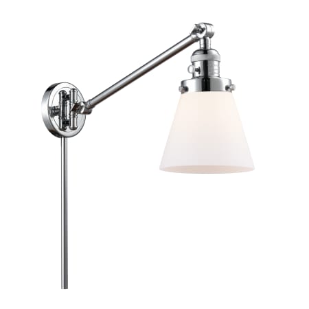 A large image of the Innovations Lighting 237 Small Cone Polished Chrome / Matte White