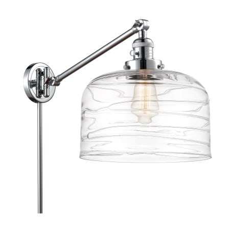 A large image of the Innovations Lighting 237-13-12-L Bell Sconce Polished Chrome / Clear Deco Swirl