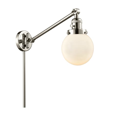 A large image of the Innovations Lighting 237-6 Beacon Polished Nickel / Matte White