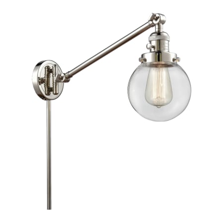 A large image of the Innovations Lighting 237-6 Beacon Polished Nickel / Clear