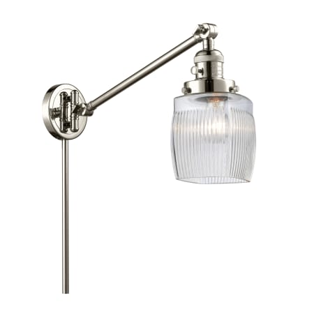 A large image of the Innovations Lighting 237 Colton Polished Nickel / Clear Halophane
