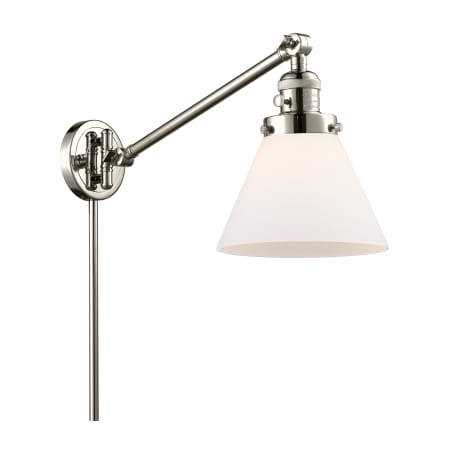 A large image of the Innovations Lighting 237 Large Cone Polished Nickel / Matte White