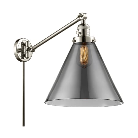 A large image of the Innovations Lighting 237 X-Large Cone Polished Nickel / Smoked