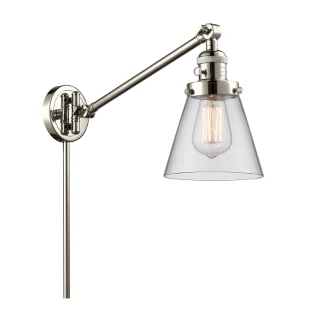 A large image of the Innovations Lighting 237 Small Cone Polished Nickel / Clear
