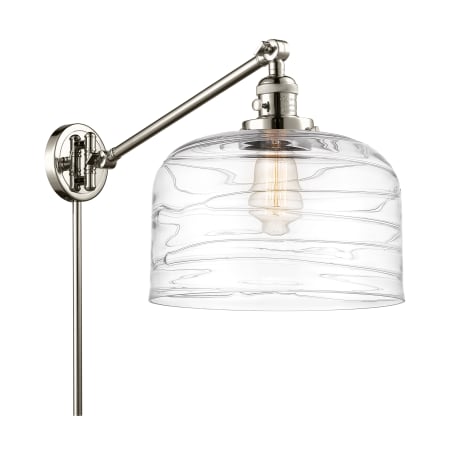A large image of the Innovations Lighting 237-13-12-L Bell Sconce Polished Nickel / Clear Deco Swirl
