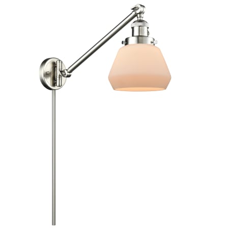 A large image of the Innovations Lighting 237 Fulton Satin Brushed Nickel / Matte White Cased