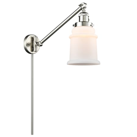 A large image of the Innovations Lighting 237 Canton Brushed Satin Nickel / Matte White