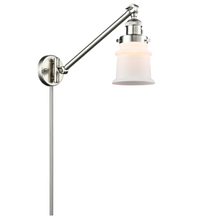 A large image of the Innovations Lighting 237 Small Canton Brushed Satin Nickel / Matte White