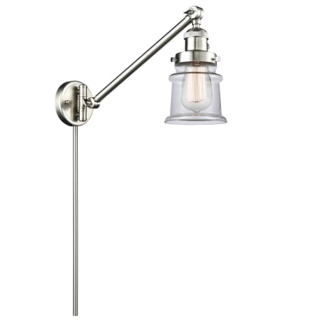 A large image of the Innovations Lighting 237 Small Canton Brushed Satin Nickel / Clear