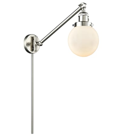 A large image of the Innovations Lighting 237-6 Beacon Brushed Satin Nickel / Matte White