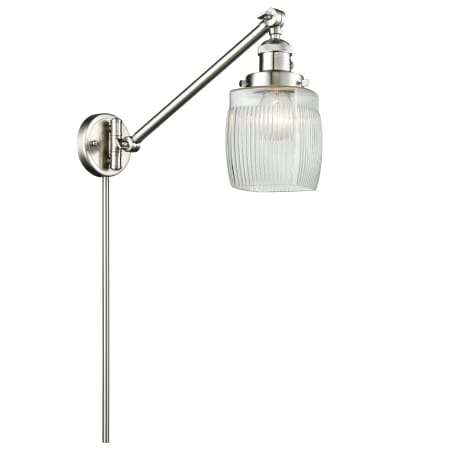 A large image of the Innovations Lighting 237 Colton Brushed Satin Nickel / Clear Halophane