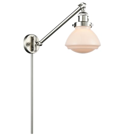 A large image of the Innovations Lighting 237 Olean Brushed Satin Nickel / Matte White