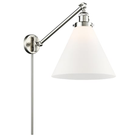 A large image of the Innovations Lighting 237 X-Large Cone Brushed Satin Nickel / Matte White Cased