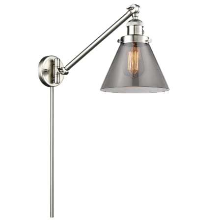 A large image of the Innovations Lighting 237 Large Cone Satin Brushed Nickel / Smoked