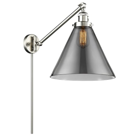 A large image of the Innovations Lighting 237 X-Large Cone Brushed Satin Nickel / Smoked
