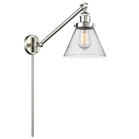 A large image of the Innovations Lighting 237 Large Cone Satin Brushed Nickel / Seedy