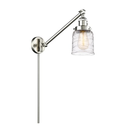 A large image of the Innovations Lighting 237-25-8 Bell Sconce Brushed Satin Nickel / Deco Swirl