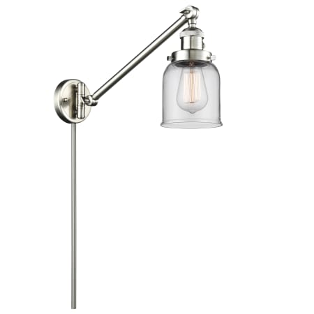 A large image of the Innovations Lighting 237 Small Bell Satin Brushed Nickel / Clear