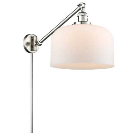 A large image of the Innovations Lighting 237 X-Large Bell Brushed Satin Nickel / Matte White Cased