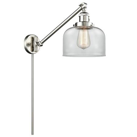 A large image of the Innovations Lighting 237 Large Bell Satin Brushed Nickel / Clear