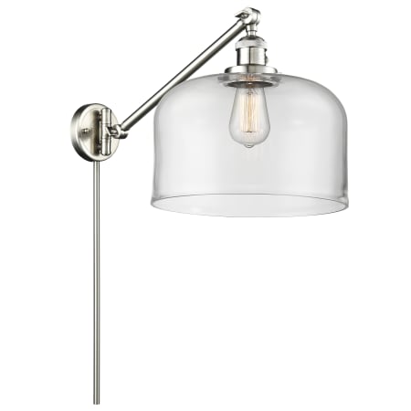 A large image of the Innovations Lighting 237 X-Large Bell Brushed Satin Nickel / Clear