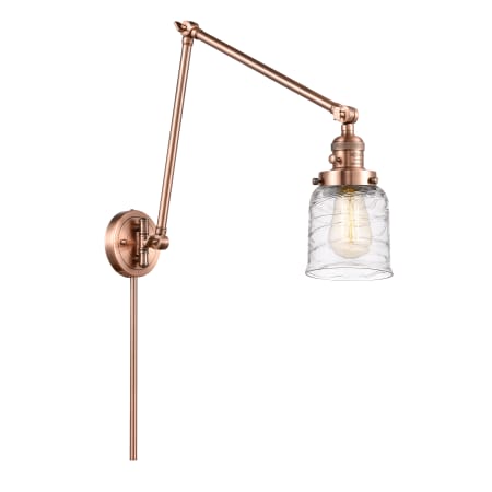 A large image of the Innovations Lighting 238-30-8 Bell Sconce Antique Copper / Deco Swirl