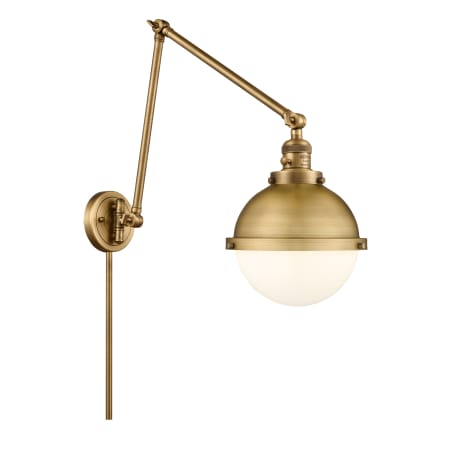 A large image of the Innovations Lighting 238-13-9 Hampden Sconce Brushed Brass / Matte White