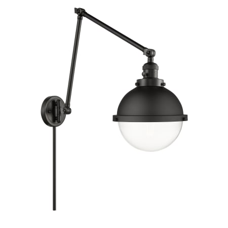 A large image of the Innovations Lighting 238-13-9 Hampden Sconce Matte Black / Clear