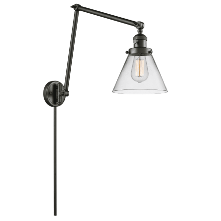 A large image of the Innovations Lighting 238 Large Cone Oiled Rubbed Bronze / Clear