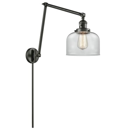 A large image of the Innovations Lighting 238 Large Bell Oiled Rubbed Bronze / Clear