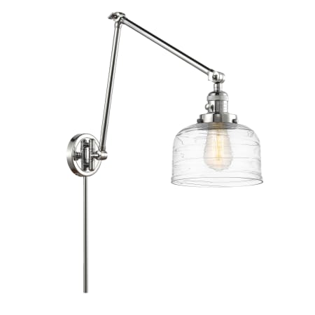 A large image of the Innovations Lighting 238-30-8 Bell Sconce Polished Chrome / Clear Deco Swirl